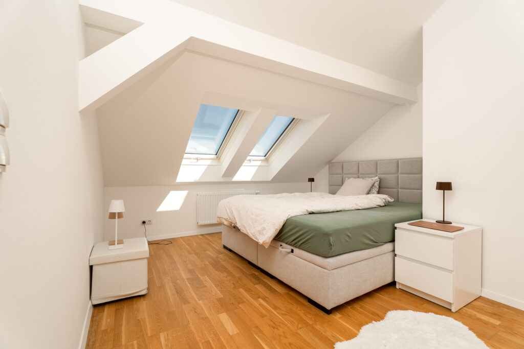 Schlafzimmer eines Einfamilienhauses in Perchtoldsdorf, Niederösterreich